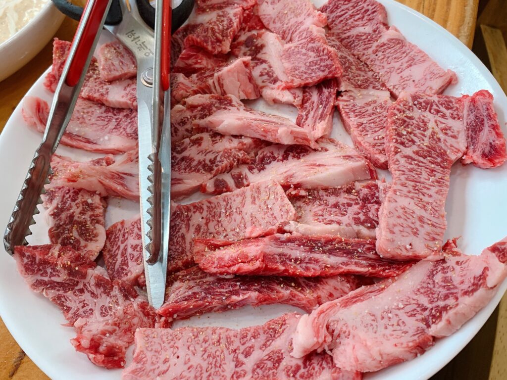 Korean meat dish Songwon charcoal grilled ribs in Gyeongju, Gyeongsangbuk-do