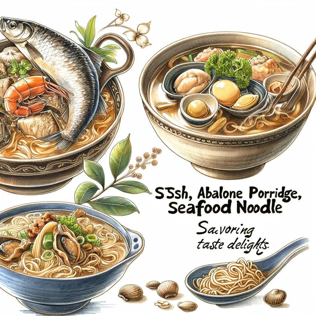 炖鱼-阿巴龙-粥-海鲜-面条-品尝-美食