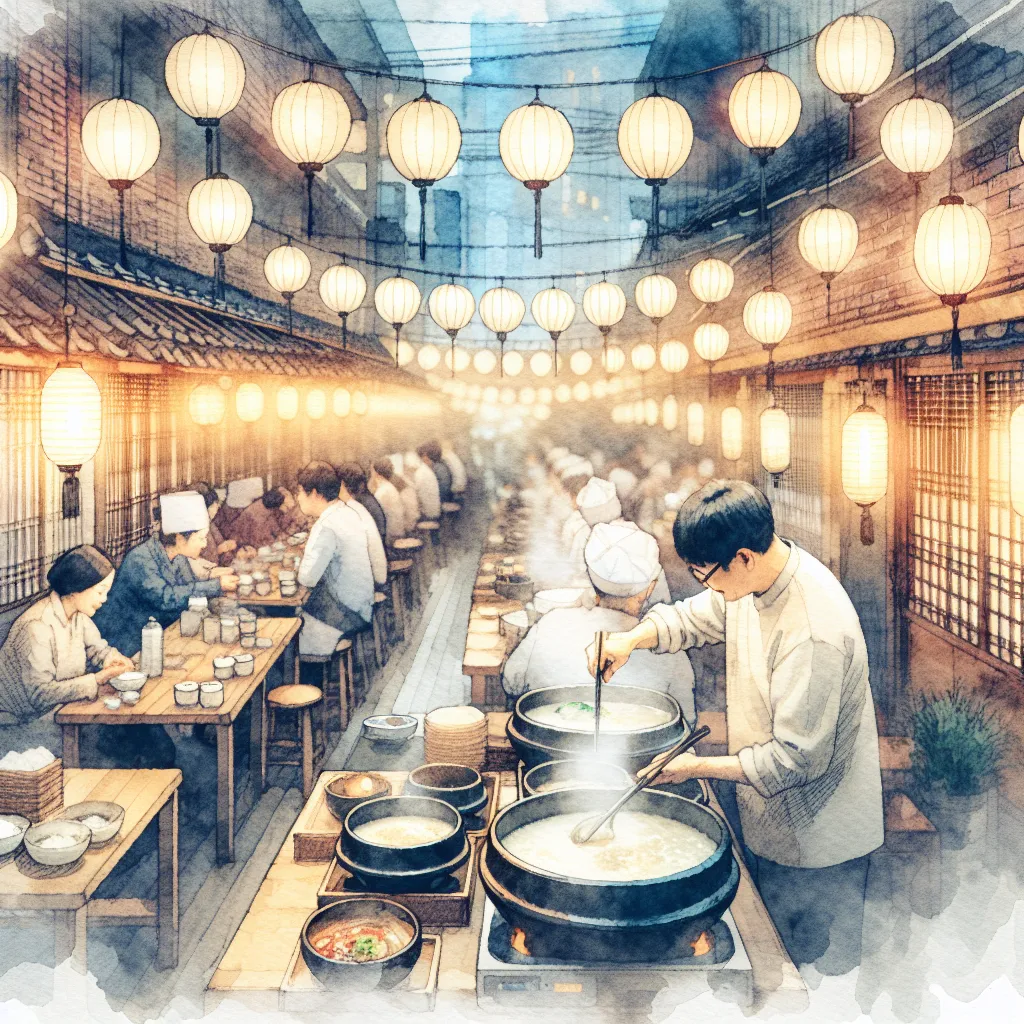 在当地顶级餐厅品尝经典的韩国粥品美食